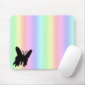 Schwarzer Schmetterling auf Pastell Rainbow Mousepad (Mit Mouse)