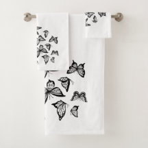 "Schwarzer Schmetterling" Badetuch-Set