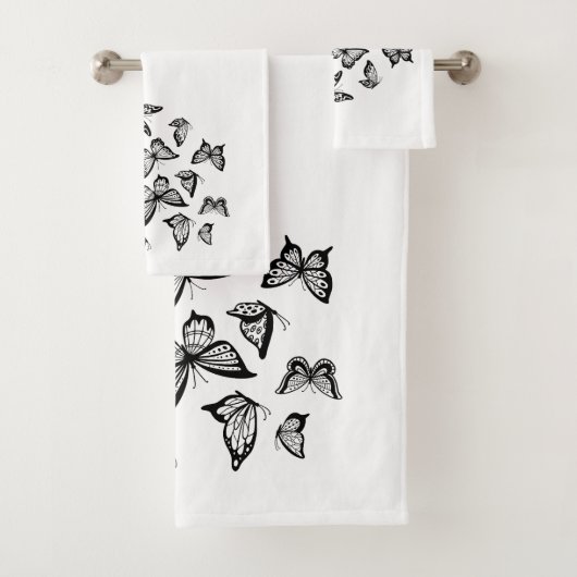 "Schwarzer Schmetterling" Badetuch-Set Badhandtuch Set (Insitu)