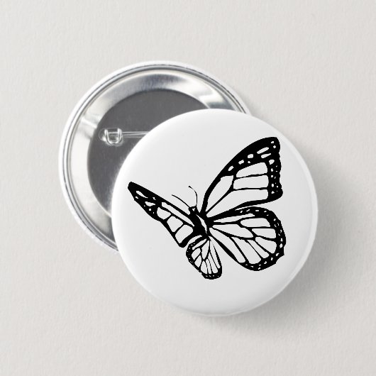 Schwarzer Schmetterling Button (Vorne & Hinten)
