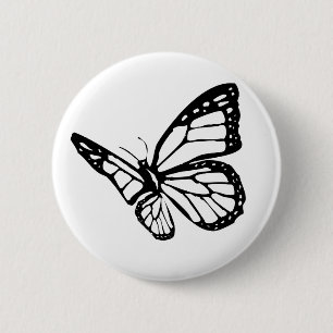 Schwarzer Schmetterling Button