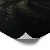 Schwarzer Schmetterling im dunklen Blumengarten, m Poster (Ecke)