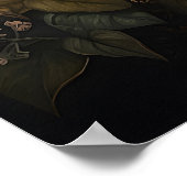 Schwarzer Schmetterling im dunklen Blumengarten, m Poster (Ecke)