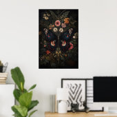 Schwarzer Schmetterling im dunklen Blumengarten, m Poster (Heimbüro)