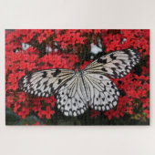 Schwarzer Schmetterling in der Roten Blume Bush Puzzle (Horizontal)