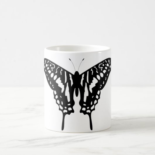 Schwarzer Schmetterling Kaffeetasse (Mittel)