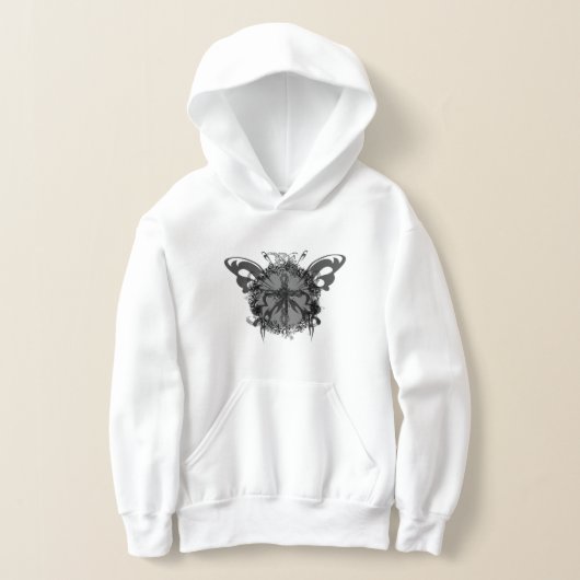 Schwarzer Schmetterling Kreuz Blume Rahmen floral Hoodie (Ablage )