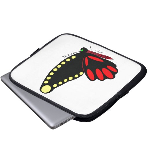 Schwarzer Schmetterling Laptop-Sieb Laptopschutzhülle (Vorne Knopf)