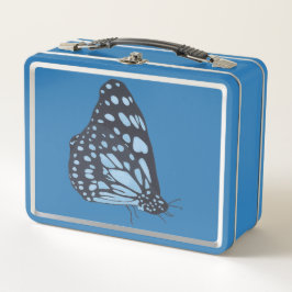Schwarzer Schmetterling mit blauen Flecken, Metall Brotdose