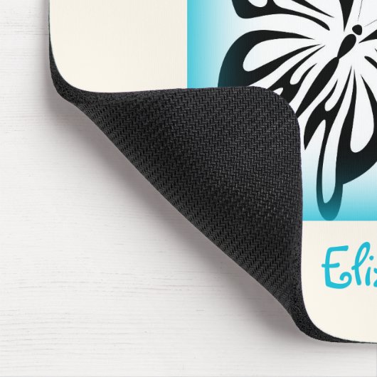 Schwarzer Schmetterling mit blauer Grenze Personal Mousepad (Ecke)