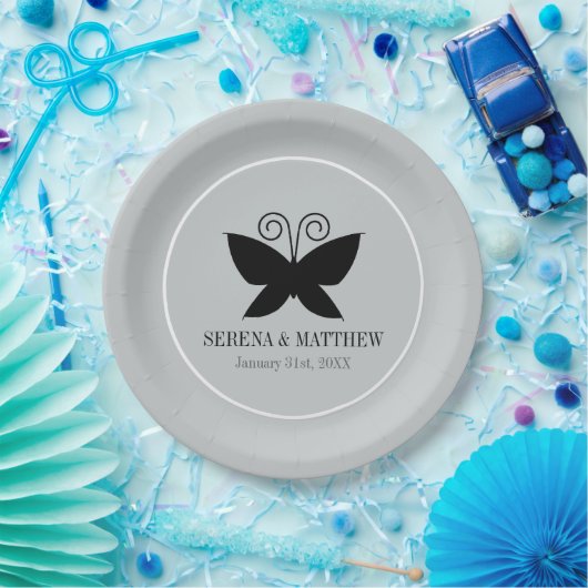 Schwarzer Schmetterling Pappteller (Party)