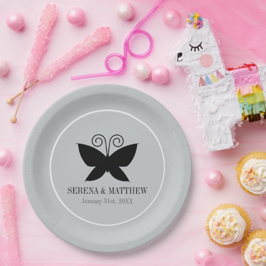 Schwarzer Schmetterling Pappteller (Party)