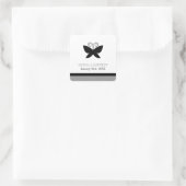Schwarzer Schmetterling Quadratischer Aufkleber (Tasche)