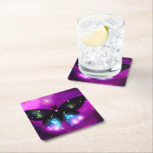 Schwarzer Schmetterling Rechteckiger Pappuntersetzer (Vor Ort)