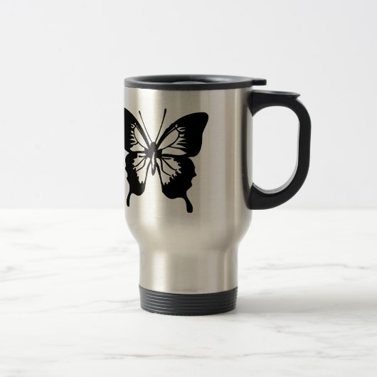 Schwarzer Schmetterling Reisebecher (Rechts)