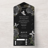 Schwarzer Schmetterling Rose Blumenschmuck  All In One Einladung (Innen)