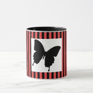 Schwarzer Schmetterling Roter Streifen Geschenk Ha Tasse