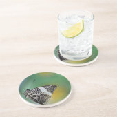 Schwarzer Schmetterling Sandstein Untersetzer (Seite)