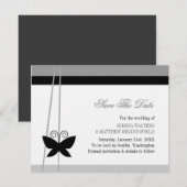 Schwarzer Schmetterling Save the Date (Vorne/Hinten)