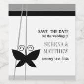 Schwarzer Schmetterling Save the Date Weinetikett (Einzelnes Label)