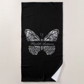 Schwarzer Schmetterling Strandtuch (Vorderseite)