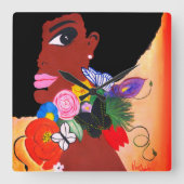 Schwarzer Schmetterling - Wall-Uhr Quadratische Wanduhr (Vorderseite)