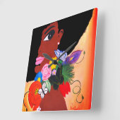 Schwarzer Schmetterling - Wall-Uhr Quadratische Wanduhr (Winkel)