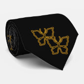 Schwarzer Schmetterlingsdruck Krawatte (Gerollt)