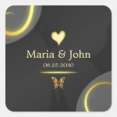 Schwarzer Schmetterlingsticker Quadratischer Aufkleber (Vorderseite)