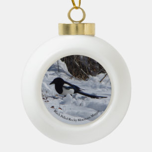 Schwarzer Schmuck aus dem Rocky Mountain Magpie Keramik Kugel-Ornament