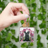 Schwarzer Schnauzer-Blumenstrauß Schlüsselanhänger (Hand)