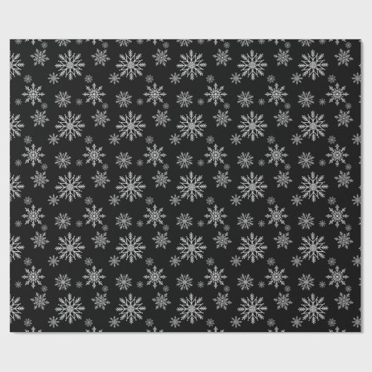 Schwarzer Schneeflocken Geschenkpapier (Flach)