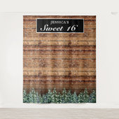 Schwarzer Schneewald Sweet 16 Foto Hintergrund Wandteppich (Vorderseite)