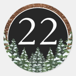 Schwarzer Schneewald & Wald Pine Geburtstagszeit Runder Aufkleber