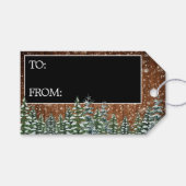 Schwarzer Schneewald & Waldkiefer - Glück Neues Ja Geschenkanhänger (Vorderseite (Horizontal))