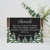 Schwarzer Schneewald & Waldkiefer Hochzeiten Detai Begleitkarte (Stehend Vorderseite)