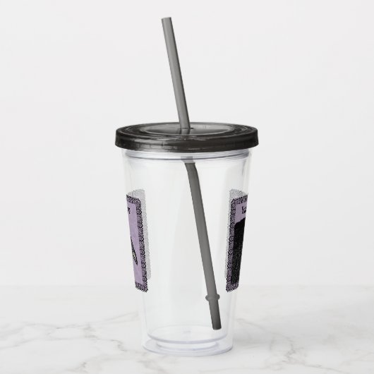Schwarzer Schnitt an Lila Verzierter schwarzer Gre Acryltrinkbecher (Links)