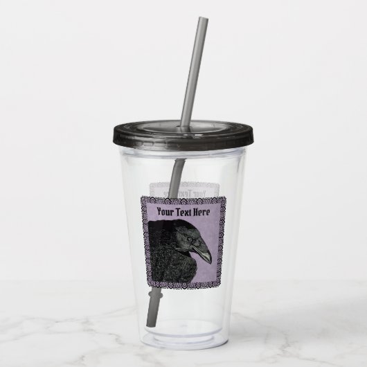 Schwarzer Schnitt an Lila Verzierter schwarzer Gre Acryltrinkbecher (Rückseite)