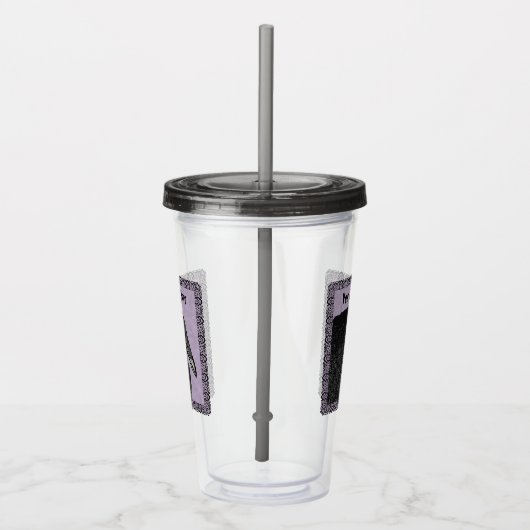 Schwarzer Schnitt an Lila Verzierter schwarzer Gre Acryltrinkbecher (Rechts)