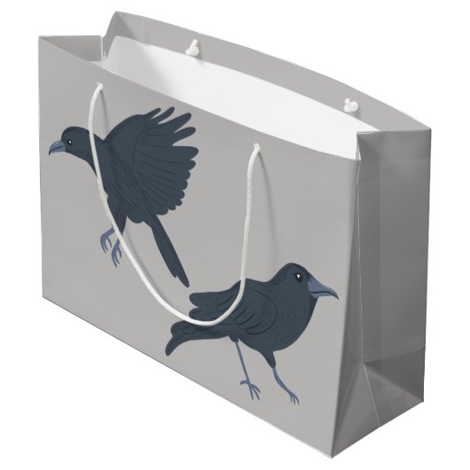 Schwarzer Schnitt auf grauem Personalisiert Große Geschenktüte (Rückseite Schrägansicht)