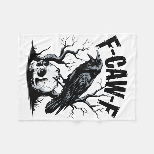 Schwarzer Schnitt, F-caw-f Funny Black Bird Fleecedecke (Vorderseite (Horizontal))