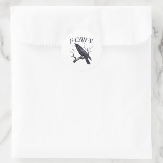 Schwarzer Schnitt, F-caw-f Funny Black Bird Runder Aufkleber (Tasche)