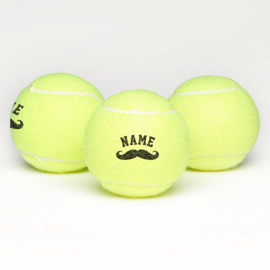 Schwarzer Schnurrbart-individuelle Name Tennisbälle (Multi)