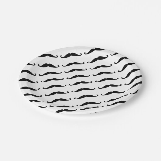 Schwarzer Schnurrbart Pappteller (Schrägansicht)