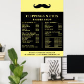 Schwarzer Schnurrbart, Preisliste für Männer Poster (Heimbüro)