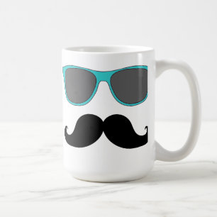 Schwarzer Schnurrbart-und Aqua-blauer Kaffeetasse