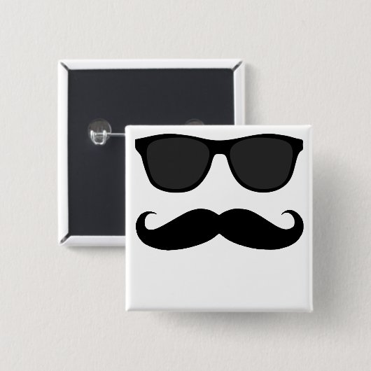 Schwarzer Schnurrbart und Button (Vorne & Hinten)