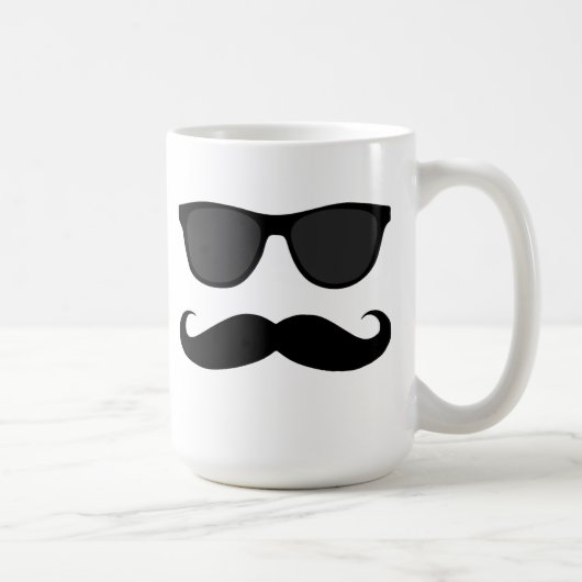 Schwarzer Schnurrbart-und Sonnenbrille-Spaß Kaffeetasse (Rechts)