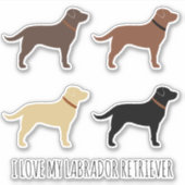 Schwarzer Schokolade Gelb und Rot Labrador Retriev Aufkleber (Vorderseite)