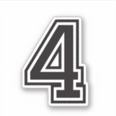 Schwarzer Schriftart mit sportlicher Uni Nummer 4 Aufkleber (Vorderseite)